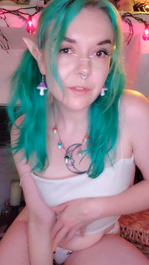 Cute mushroom elf is feeling playful