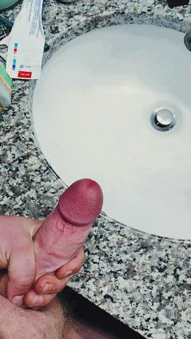 amateur cumshot homemade jerk off masturbating orgasm redhead thick gif