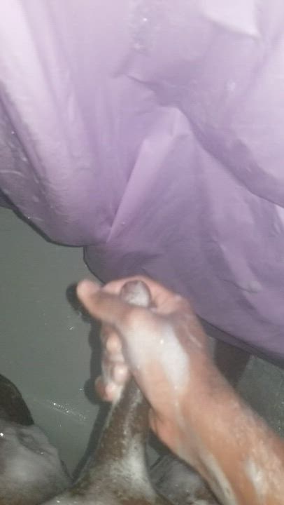 BBC Big Dick Jerk Off Male Masturbation Shower Soapy Solo gif