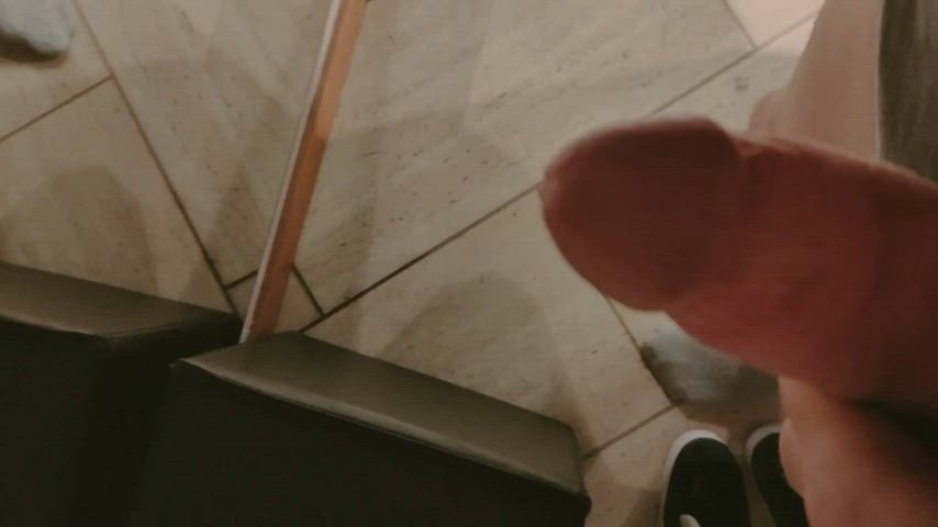 Cumshot in a public dressing room