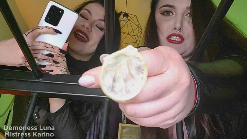 Femdom Humiliation! Mistress Domme Dominatrix Sub Slave Degradation Cum Cum Eating