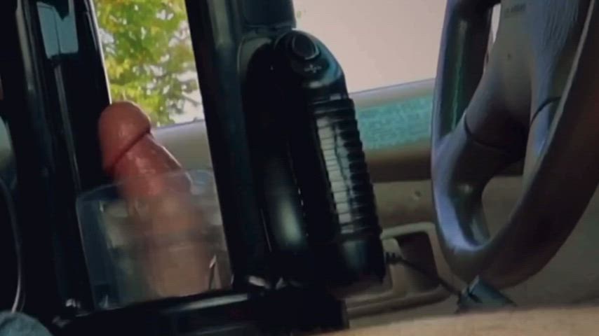 amateur car cock milking cumshot fleshlight male masturbation moaning outdoor sex