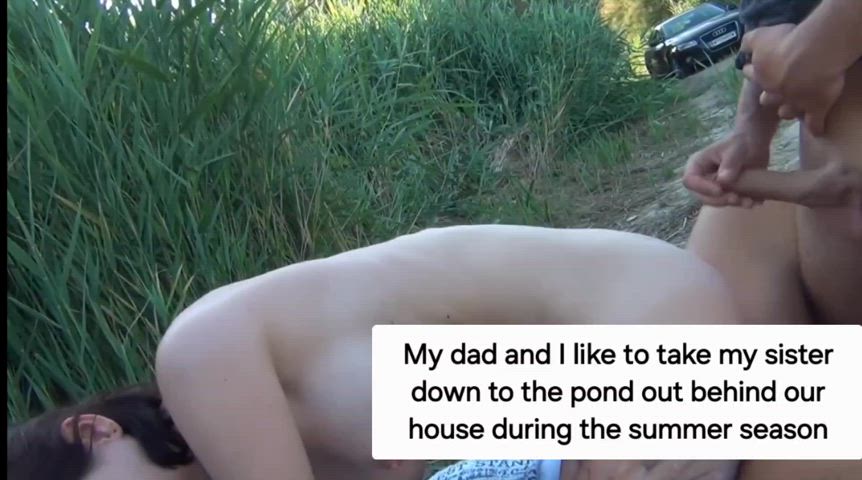 Double teaming sis with dad