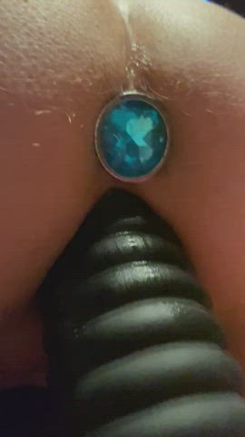 Butt Plug Dildo Doggystyle Gaping Homemade Stretching Wet Pussy Wife Porn GIF by