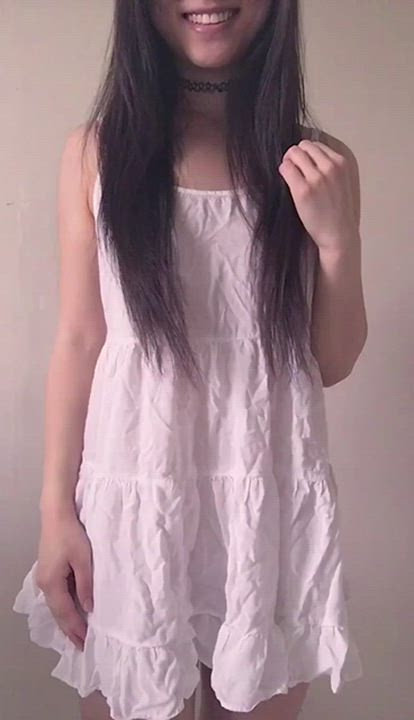Asian Ass Ass Spread Flashing Long Hair Nude Pussy Pussy Lips Smile Solo Strip Striptease