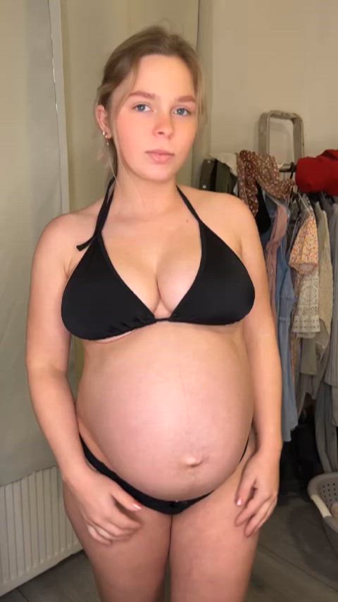 belly button blonde boobs cute petite pregnant teen tits pregnant-porn gif