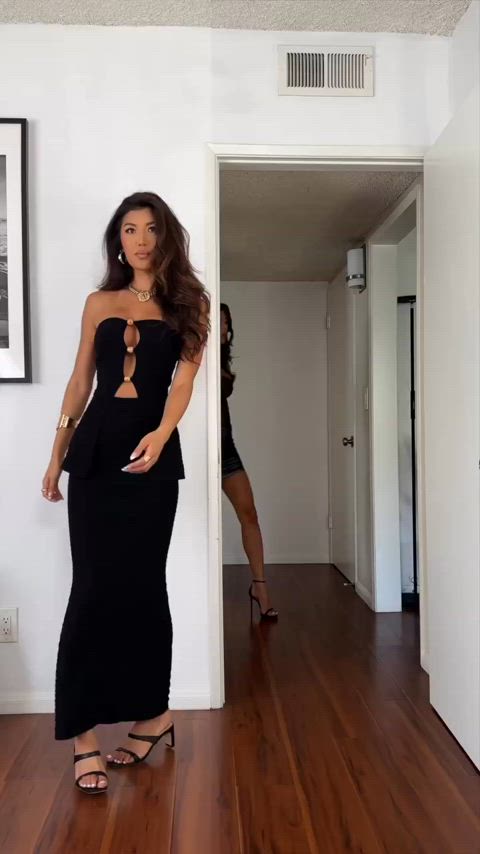 asian clothed solo gif
