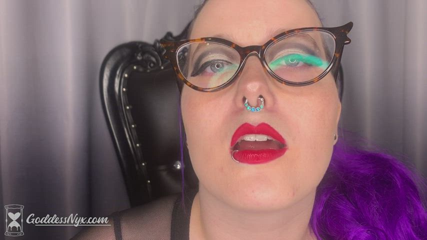 domme femdom goddess kinky lips lipstick fetish messy nails spit wet gif
