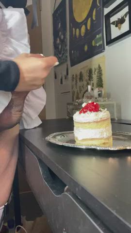 balls big balls cum cumshot food fetish trans trans woman uniform gif