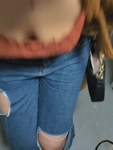 flashing sneaky tits gif