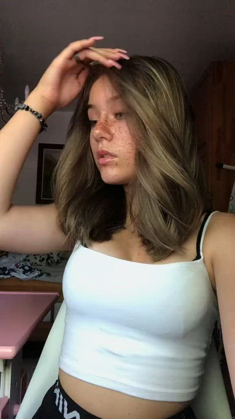 cumshot face fuck hungarian petite skinny teen tiktok tits tribute gif