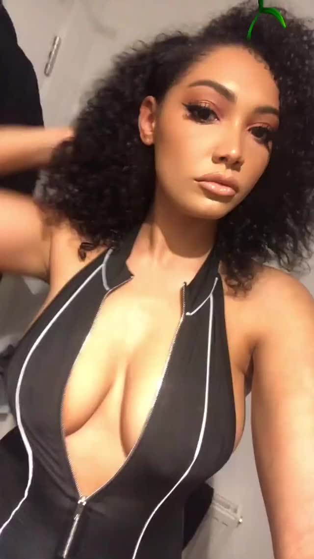 Paris IG Black Outfit Cleavage