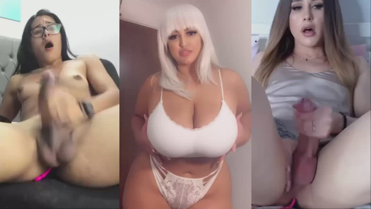 BBW Cum Cumshot Female Masturbating Solo Split Screen Porn T-Girl Trans Women gif
