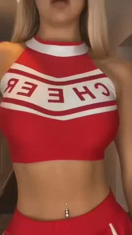 blonde cheerleader sexy gaming couple gif