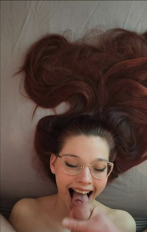blowjob cock cum cumshot cute onlyfans petite redhead teen gif