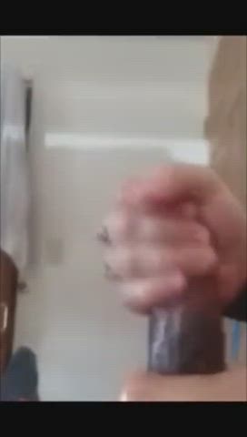 amateur cock milking cum cumshot handjob interracial gif