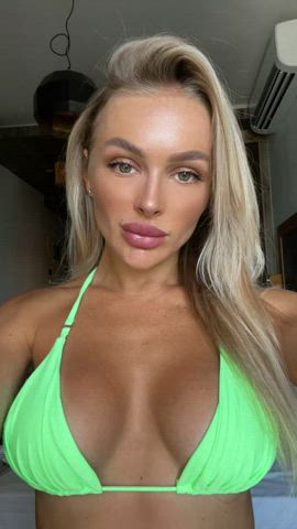 blonde horny hostel swimsuit gif