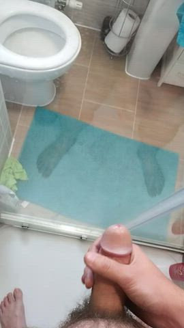 british cum cumshot male masturbation shower thick cock gif