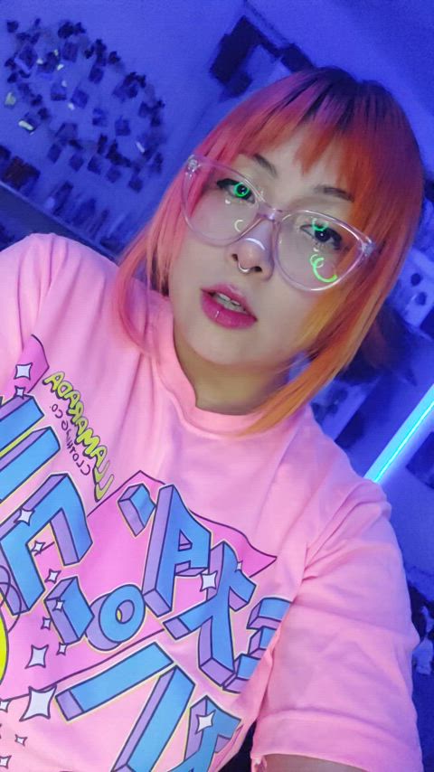 ahegao kawaii girl nerdysadie ahegao-face girls-with-glasses nsfw-cosplay gif