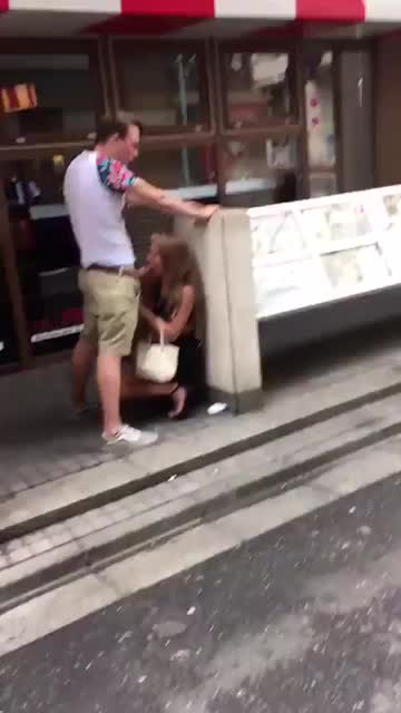 BJ on the sidewalk
