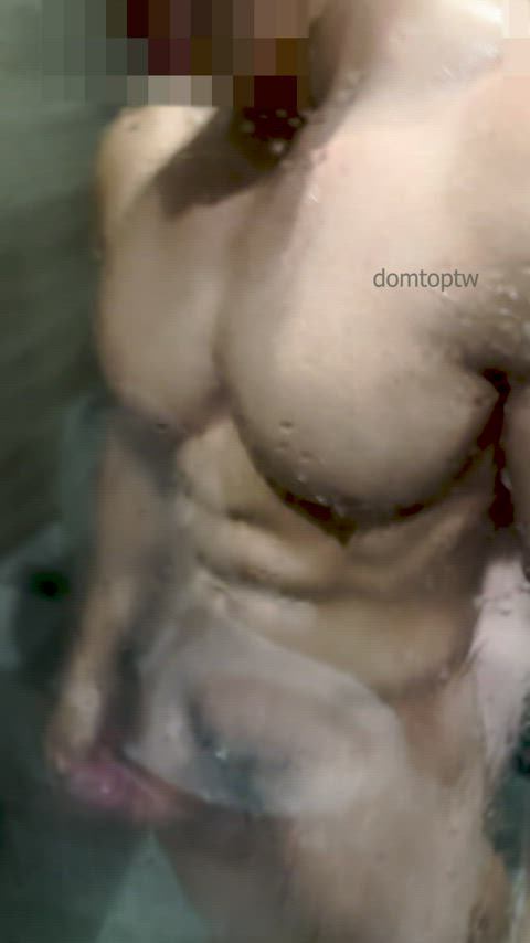 asian chest gay jerk off muscles shower thick worship gif