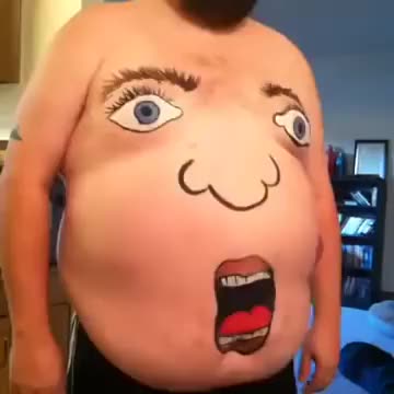 fat guy wiggles belly