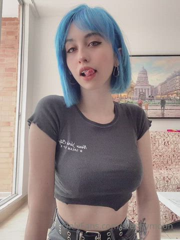 pierced solo strip titty drop gif