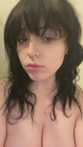 big tits cleavage huge tits naked natural tits pale teen tiktok white girl gif