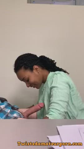blowjob coworker ebony gif