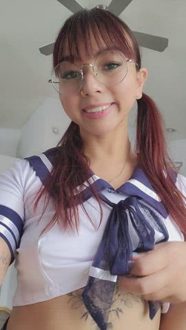I never wear panties under my school skirt