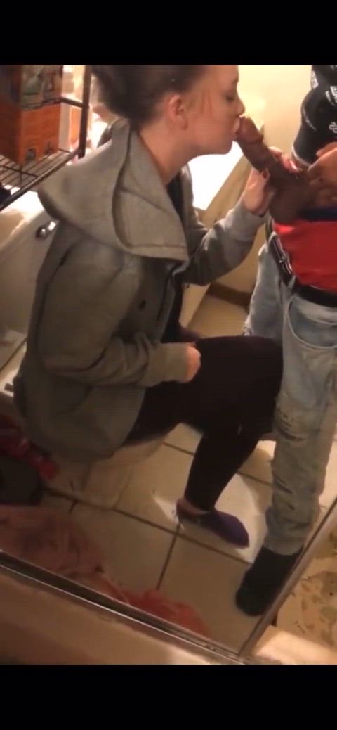 amateur bbc bathroom big dick blowjob cock worship interracial monster cock white