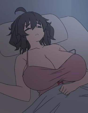 animation boobs short hair gif