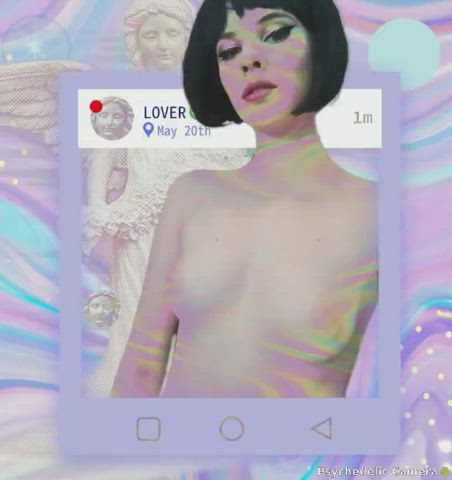 Art Camgirl Cute Eye Contact Pale Pink Puffy Small Tits gif