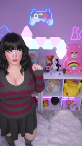 Big Tits Boobs Brunette Busty Cleavage Cosplay Costume Gamer Girl TikTok gif