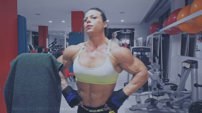 babe bodybuilder female fitness goddess gym muscular girl romanian workout gif