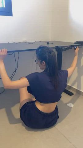 Brunette Dancing Glasses gif