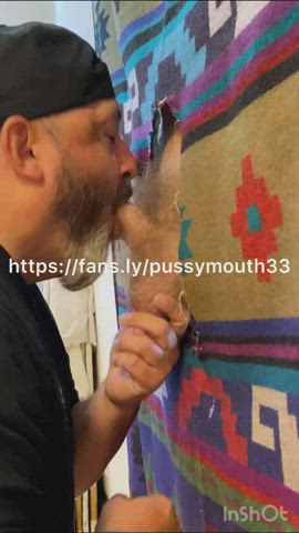 bear cock milking daddy glory hole gif