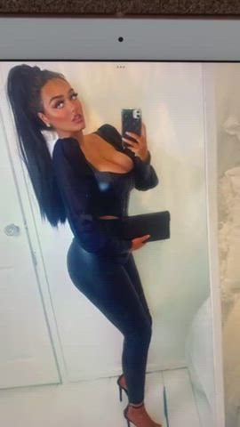 ass cumshot feet heels leather leggings legs tribute gif