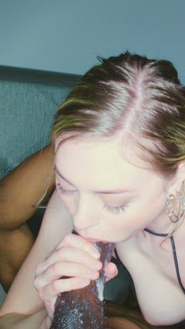 BBC Blonde Blowjob Eye Contact gif