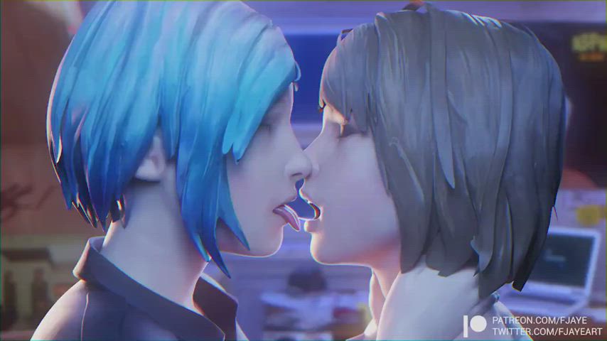 Animation French Kissing Girlfriends Kiss Kissing Lesbian Yuri gif