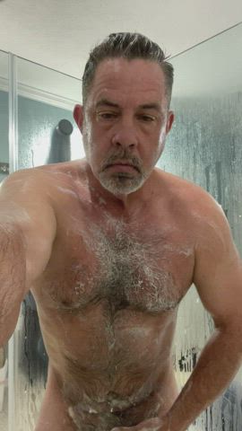 big dick cum cumshot daddy jerk off masturbating shower gif
