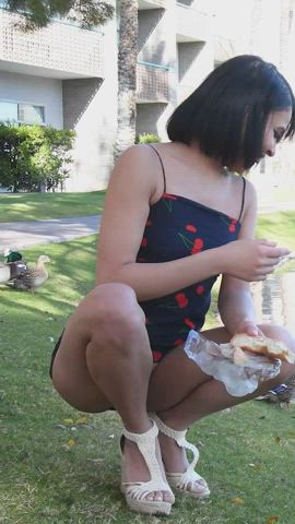 Feeding the ducks.