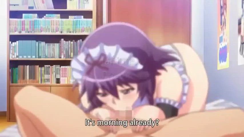 huge tits hentai anime teasing titty fuck short hair maid gif