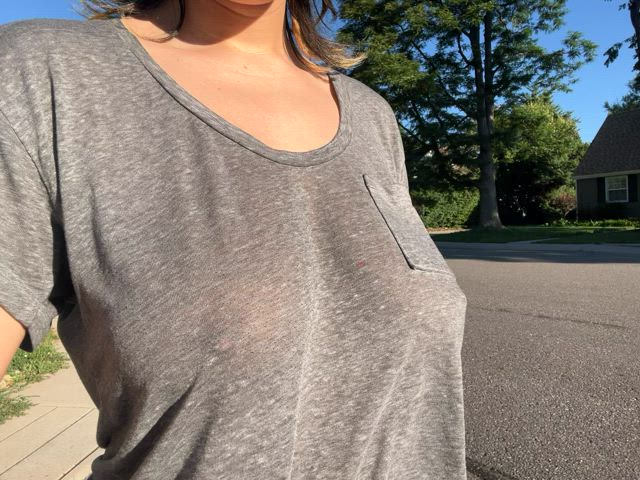 I love walking the dog without a bra 😘