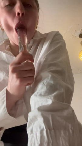 babe brunette dildo nsfw onlyfans oral teen gif