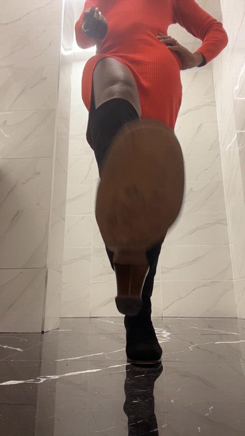 ballbusting boots ebony goddess gif