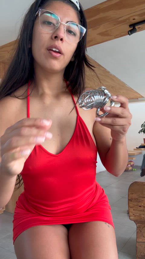 caged candace cage chastity domination dominatrix domme femdom gif
