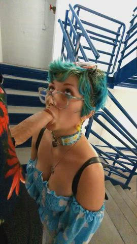 blowjob cumshot hair gif